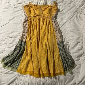 Free People New with Tags Boho Dress in Yellow and Green